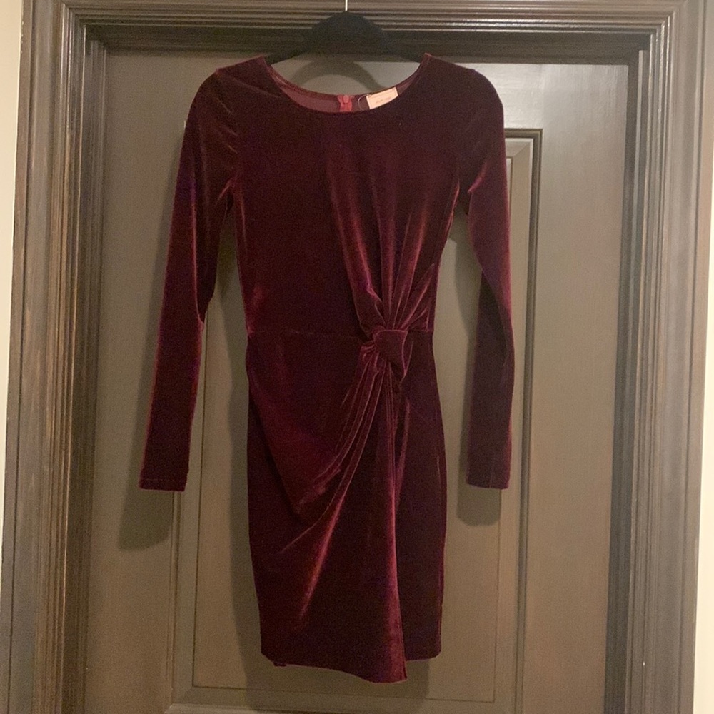 NWT - long sleeved burgundy velvet-like mini dress